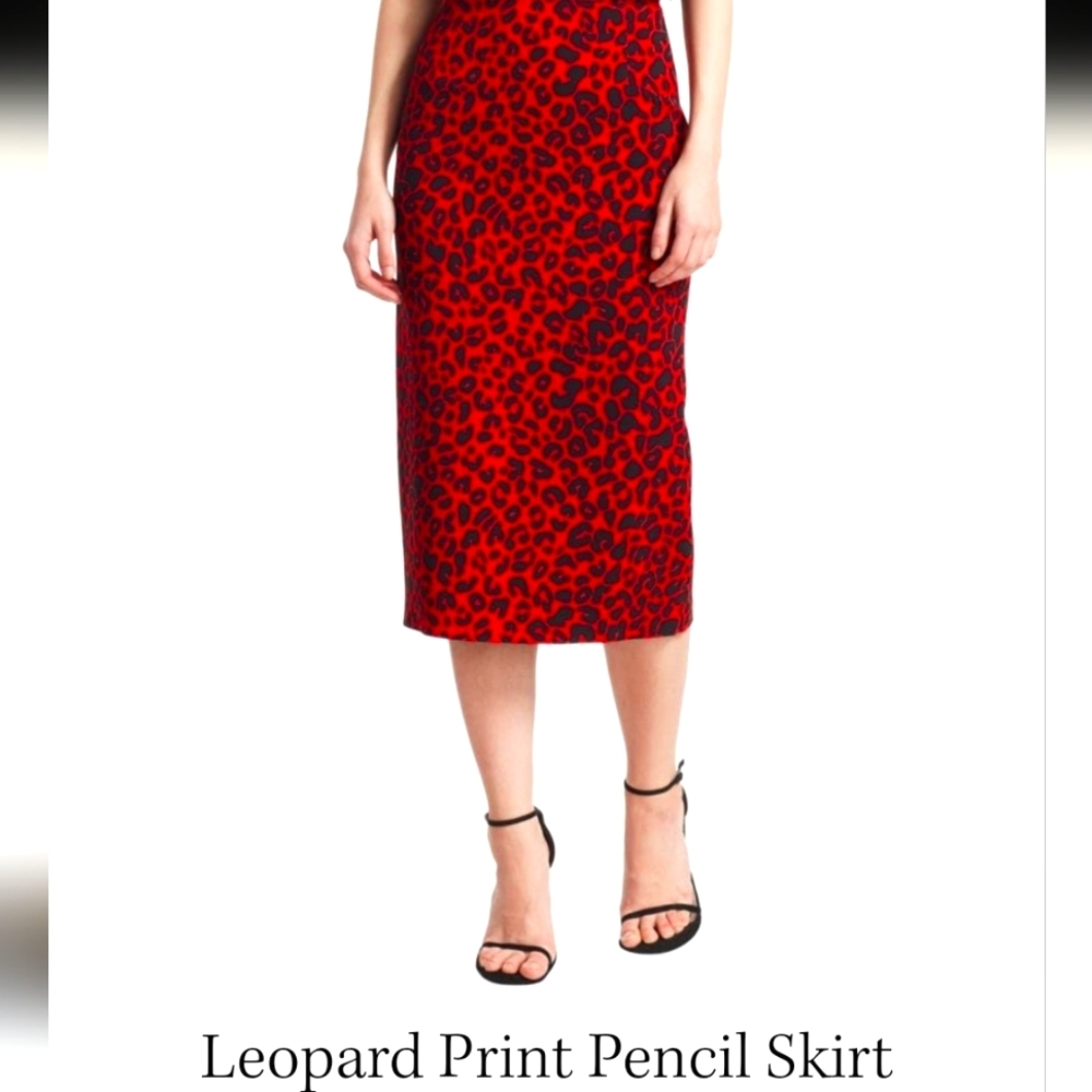 Banana Republic  red cheetah pencil skirt size 6